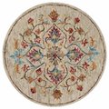 Lr Resources LR Resources SINUO54102BEI60RD Floral Oasis Hand Tufted Round Area Rug  Beige - 6 ft. SINUO54102BEI60RD